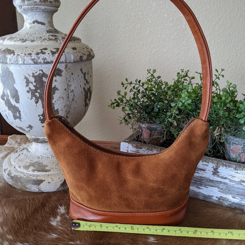 Vintage Brown Suede Shoulder Bag With Horses Patch - Picture 3 of 8